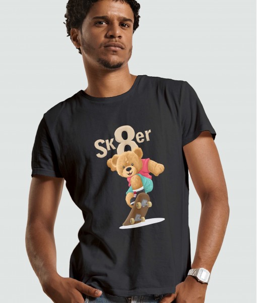 Мъжка тениска с щампа Мечета Sk8er bear